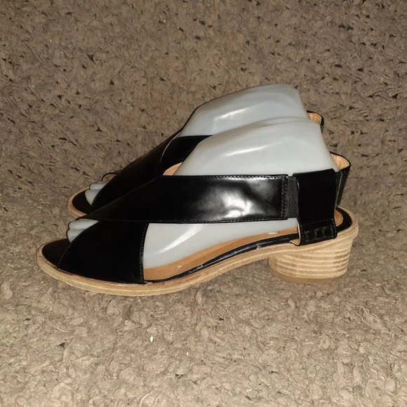 JEFFREY CAMPBELL-Columbo-Shiny Black Leather-CrissCross Slingback-S 10-Excellent - Picture 2 of 7